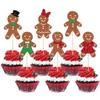 24 PCS Christmas Gingerbread Man Cupcake Toppers Glitter Gingerbread Man Boy or Girl Cupcake Picks for Merry Christmas Baby Shower Gender Reveal Birthday Party Cake Decorations Supplies view 1