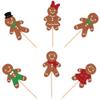 24 PCS Christmas Gingerbread Man Cupcake Toppers Glitter Gingerbread Man Boy or Girl Cupcake Picks for Merry Christmas Baby Shower Gender Reveal Birthday Party Cake Decorations Supplies view 3