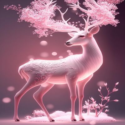 Jigsaw Puzzles 500 Pieces for Adults, Pink Deer Puzzle, Fun Oil Painting Pink Deer Puzzles for Education & Relaxation, Brain IQ Developing, Funny Woodiness Puzzles for Christmas