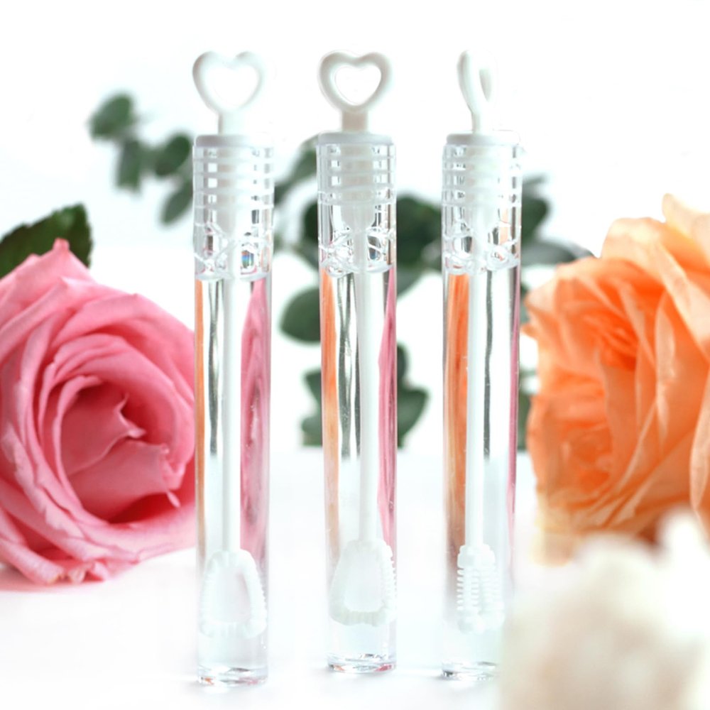 105 Pcs Mini White Heart Bubble Wands Party Favors,Mini Bubble Wands for Weddings,Anniversaries,Valentine's Day,Celebrations,Engagement for Guests