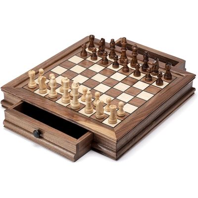 GAENZA New Luxury Professional Chess, Wooden Chess Set, Chess Pieces and Storage Slots, Portable Travel Board Game Set for Kids and Adults Toys