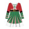 PinUp Angel Green Red Christmas Print Girl Long Sleeve Comfortable Casual Dresses Kids Clothes Size 3-16 Years for Christmas Costume Party view 1