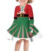 PinUp Angel Green Red Christmas Print Girl Long Sleeve Comfortable Casual Dresses Kids Clothes Size 3-16 Years for Christmas Costume Party view 2