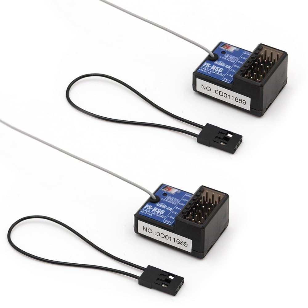 Flysky FS-BS6 6 Channels Receiver with Gyro Stabilization System for FS-GT5 Remote Controller Radio Transmitter RC Car (2pcs FS-BS6)