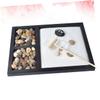 Abaodam Japanese Zen Garden Desktop Decoration Miniature Sand Tray with Meditating Statue Rake for Office Relaxation Home Decor Mindfulness Gift Black view 3