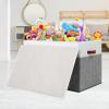 Gowee Large Toy Storage Box with Lid, Sturdy Toys Storage Chest Bin Organizer Basket with Dividers for Kids, Boys, Girls, Nursery, Closet, Bedroom, Playroom 26"x17" x17" (Grey and White) view 3