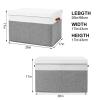 Gowee Large Toy Storage Box with Lid, Sturdy Toys Storage Chest Bin Organizer Basket with Dividers for Kids, Boys, Girls, Nursery, Closet, Bedroom, Playroom 26"x17" x17" (Grey and White) view 4