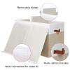 Gowee Large Toy Storage Box with Lid, Sturdy Toys Storage Chest Bin Organizer Basket with Dividers for Kids, Boys, Girls, Nursery, Closet, Bedroom, Playroom 26"x17" x17" (Beige and White) view 3