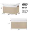 Gowee Large Toy Storage Box with Lid, Sturdy Toys Storage Chest Bin Organizer Basket with Dividers for Kids, Boys, Girls, Nursery, Closet, Bedroom, Playroom 26"x17" x17" (Beige and White) view 4