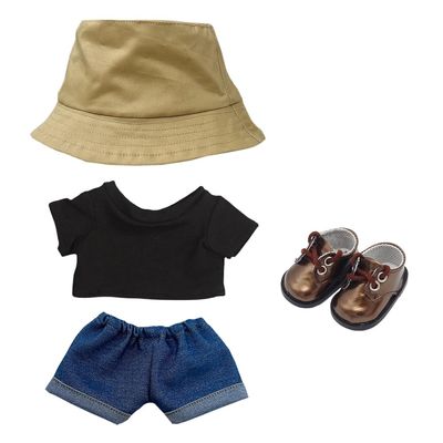 niannyyhouse 10cm 15cm 20cm Doll Clothes Hat T-Shirts Jeans Leather Shoes Fisherman's Hat Set Stuffed Plush Toy Accessories (a7, 20cm)