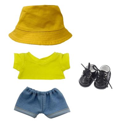 niannyyhouse 10cm 15cm 20cm Doll Clothes Hat T-Shirts Jeans Leather Shoes Fisherman's Hat Set Stuffed Plush Toy Accessories (a11, 15cm)