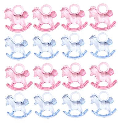 SAFIGLE 48pcs Acrylic Rocking Horse Decor Mini Transparent Rocking Horse Ornament for DIY Parties and Home Desktop Decoration