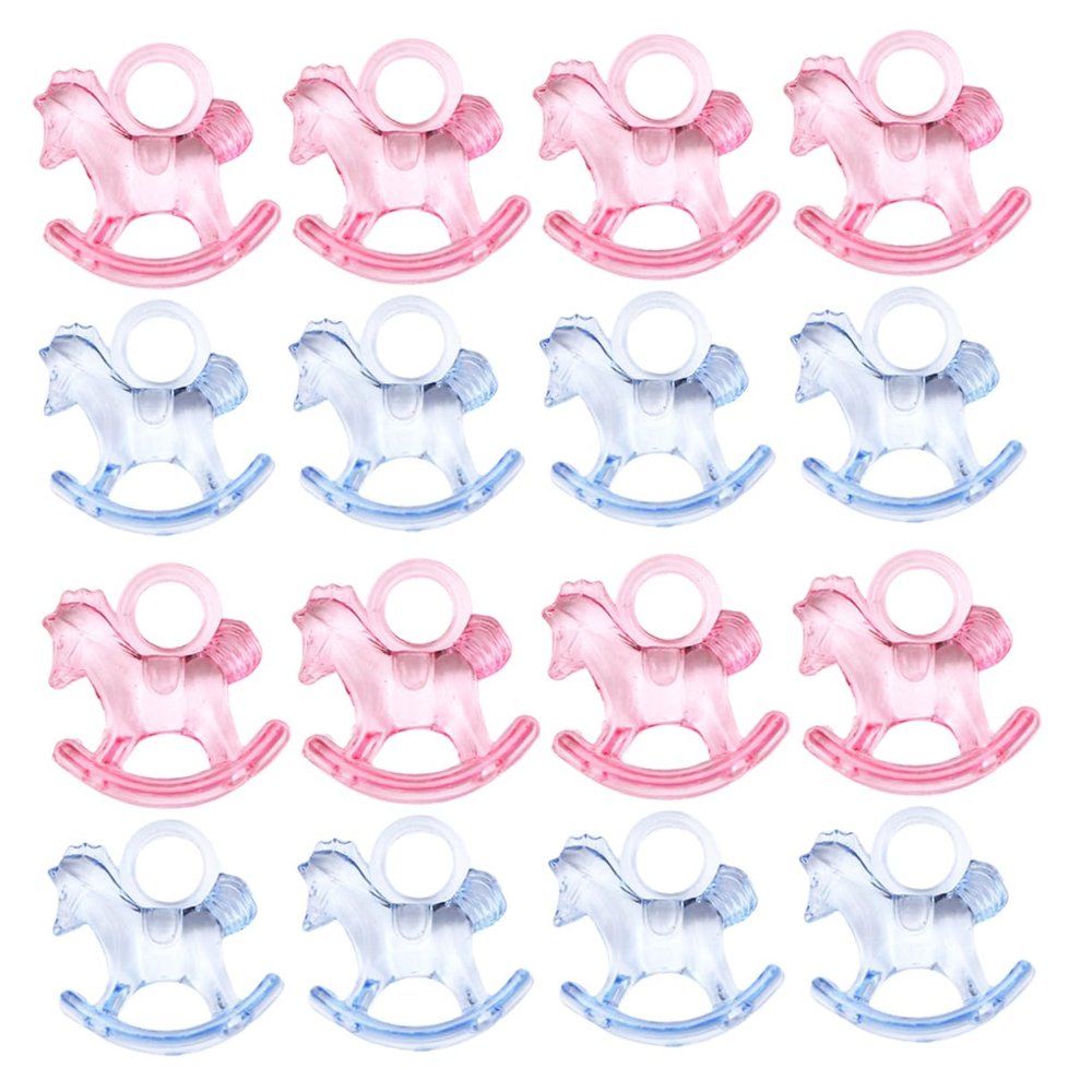 SAFIGLE 48pcs Acrylic Rocking Horse Decor Mini Transparent Rocking Horse Ornament for DIY Parties and Home Desktop Decoration