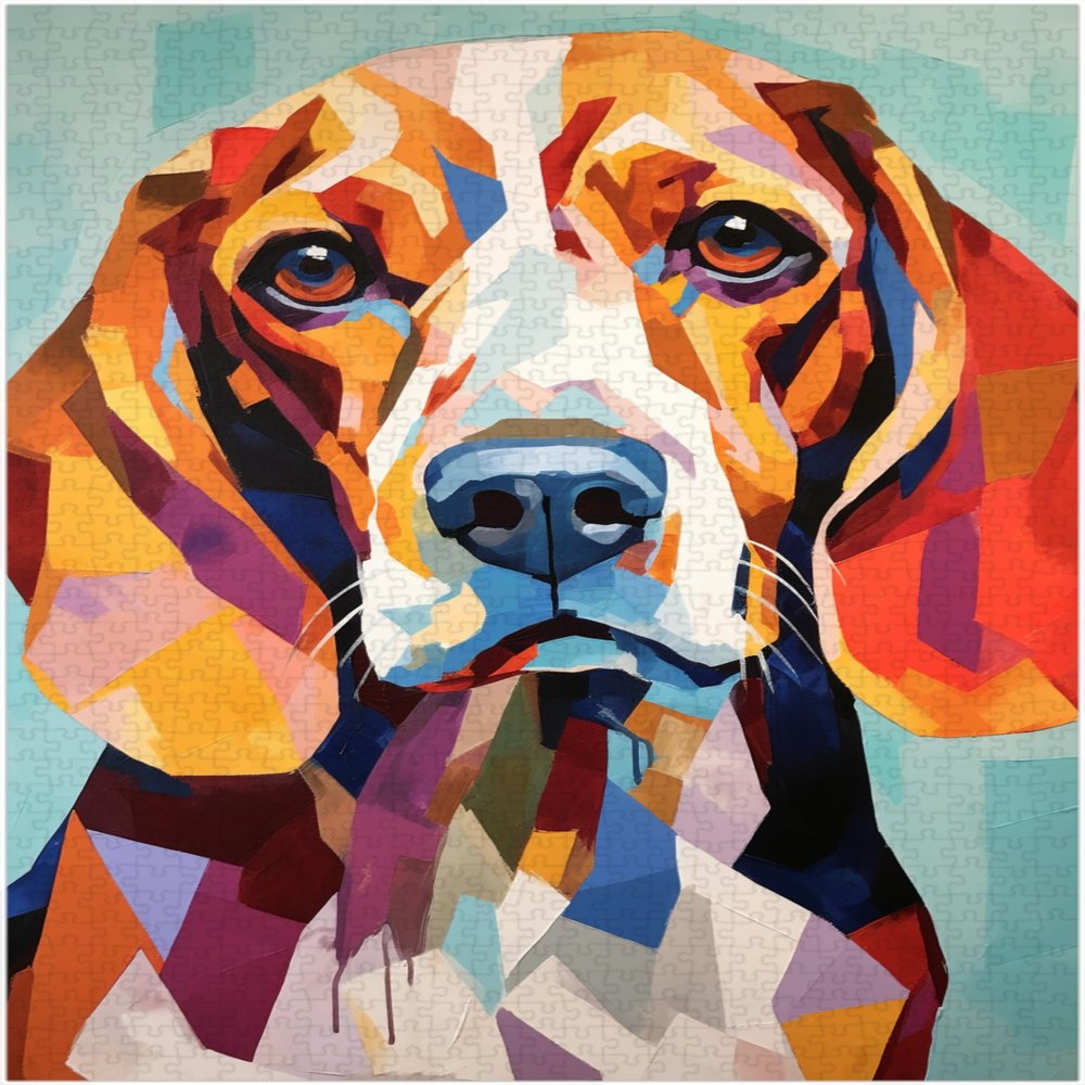 Face of Beagle Jigsaw Puzzle 300/500/1000 Piece, Modernist Painting Style Beagle Mug Shot Puzzle (1000pc (5075cm))