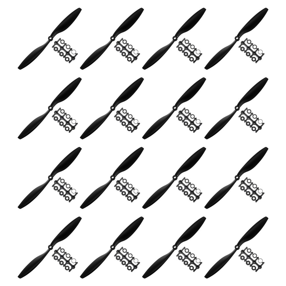 MECCANIXITY 1045 Propellers CW CCW 10x4.5 Prop 2-Vane Fixed-Wing Black Replacement Props with Adapter Rings for Quadrotor RC Airplane, Pack of 16