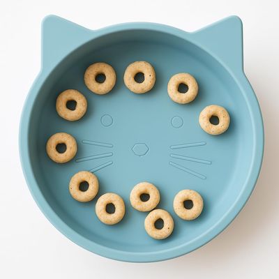 Spoondrift 100% Food Grade Silicone Slip-Proof Suction Cat Shaped Bowl for Toddler Mealtime | Non-Toxic | Easy to Clean | Choose from 3 Colors (Blue)
