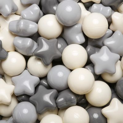 TRENDPLAY Star Ball Pit Balls for Toddlers -50 100 200 Count Star Balls Different Shapes, Non-Toxic Plastic Balls for Safe Play, Boys Girls Festival Party Decoration (Gradient Creamy Gray, 200)