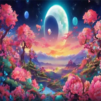 5D Flower Moon Diamond Painting Kits for Adults, Full Drill Diamond Art Kits, Fall Wall Decor Paint by Numbers Embroidery Kit, DIY Diamond Arts and Crafts Painting for Gift Room Decor(40x80in)-S24