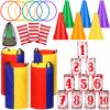 PullCrease 34 Pcs Carnival Play Set 5 in 1 Carnival Can Soft Plastic Cones Ring Toss Sport Bean Bag Toss Lawn Party Outdoor Supplies Birthday Party Backyard Events Summer view 1