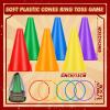 PullCrease 34 Pcs Carnival Play Set 5 in 1 Carnival Can Soft Plastic Cones Ring Toss Sport Bean Bag Toss Lawn Party Outdoor Supplies Birthday Party Backyard Events Summer view 3