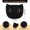 Hkojewp Cute Black Cat Round Basket - Cotton Rope Baskets Large Baby Laundry Blasket for Nursery, Woven Blanket Basket Hamper With Handle Toy Storage Basket for Gifts, Baby Shower 14 12 inchs 30.5L view 2
