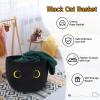 Hkojewp Cute Black Cat Round Basket - Cotton Rope Baskets Large Baby Laundry Blasket for Nursery, Woven Blanket Basket Hamper With Handle Toy Storage Basket for Gifts, Baby Shower 14 12 inchs 30.5L view 4