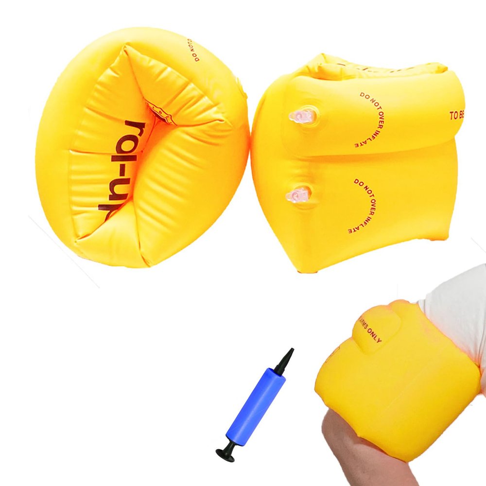 2 Pack Inflatable Arm Floaties for Adult Kids, Swim Arm Bands Floater Sleeves Rings Tube Armlets for Toddlers