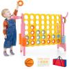 HONEY JOY Jumbo 4-to-Score Giant Game Set, 3-in-1 Indoor Outdoor Family Yard Game Set w/Basketball Hoop & Ring Toss, Stickers, 42 Jumbo Rings, Quick-Release Slider, Giant 4-in-A-Row for Kids & Adults view 1