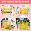 HONEY JOY Jumbo 4-to-Score Giant Game Set, 3-in-1 Indoor Outdoor Family Yard Game Set w/Basketball Hoop & Ring Toss, Stickers, 42 Jumbo Rings, Quick-Release Slider, Giant 4-in-A-Row for Kids & Adults view 3