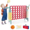 HONEY JOY Jumbo 4-to-Score Giant Game Set, 3-in-1 Indoor Outdoor Family Yard Game Set w/Basketball Hoop & Ring Toss, Stickers, 42 Jumbo Rings, Quick-Release Slider, Giant 4-in-A-Row for Kids & Adults view 1