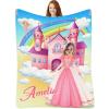 Artsadd Personalized Blankets for Kids Custom Princess Blanket for Baby Girls, Customized Blanket with Name & Photo for Toddler Newborn, Fleece Throw Blanket Birthday Baby Shower 60"x80" view 1