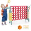 HONEY JOY Jumbo 4-to-Score Giant Game Set, 3-in-1 Indoor Outdoor Family Yard Game Set w/Basketball Hoop & Ring Toss, Stickers, 42 Jumbo Rings, Quick-Release Slider, Giant 4-in-A-Row for Kids & Adults view 1