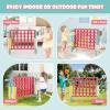 HONEY JOY Jumbo 4-to-Score Giant Game Set, 3-in-1 Indoor Outdoor Family Yard Game Set w/Basketball Hoop & Ring Toss, Stickers, 42 Jumbo Rings, Quick-Release Slider, Giant 4-in-A-Row for Kids & Adults view 3