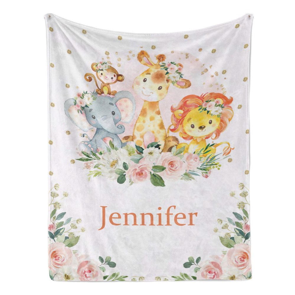 Customize Blanket with Name Personalized Blanket for Kids Adults Personalized Baby Blanket Elephant Personalized Baby Gifts Cozy Fluffy Flannel Blanket - 50x60 Inch