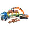 Timber Transport Truck Log Trailer with Loading Wood Grab Logging Flatbed Truck Toy Carrier Semi Tow Trucks Metal Diecast Construction Vehicles 2 in 1 Vehicle Playset Toy Trucks for Boys Kids Gifts view 1