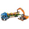 Timber Transport Truck Log Trailer with Loading Wood Grab Logging Flatbed Truck Toy Carrier Semi Tow Trucks Metal Diecast Construction Vehicles 2 in 1 Vehicle Playset Toy Trucks for Boys Kids Gifts view 2