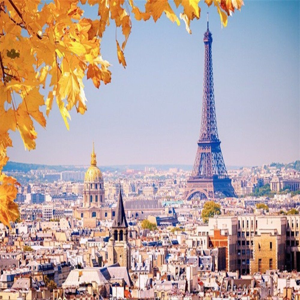 1000 Piece France Paris The Eiffel Tower Maple Leaves Landscape Wooden Kids Adults Intellective Games Jigsaw Puzzles for Home Photo Frame Wall Decoration, Finish Size