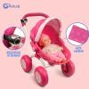 ANNIVIA Baby Doll Stroller - Metal Fold Up and Down Pram Carriage for Dolls view 2