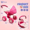 ANNIVIA Baby Doll Stroller - Metal Fold Up and Down Pram Carriage for Dolls view 4
