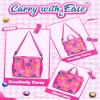 FOKDUVB Bingo Bag for Daubers Dabbers Dotters Tote Bag with Pockets for Bingo Stuff Supplies (Pink) view 3