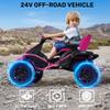 ANPABO 24V 4x4 Ride On Toys for Big Kids Aged 3-12 Rose Red-4x200W Motors, 5MPH, Wide Adjustable Seat, Parent Remote, Metal Frame, Shock Absorber, for Off-Road Ride view 2