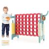 COSTWAY Jumbo 4-to-Score Giant Game Set for Kids & Adults, 2.5Ft Indoor Outdoor Game with Basketball Hoop, Ring Game, 42 Jumbo Rings, Quick-Release Slider, Perfect for Birth & Holiday Party (Aqua Red) view 1