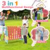 COSTWAY Jumbo 4-to-Score Giant Game Set for Kids & Adults, 2.5Ft Indoor Outdoor Game with Basketball Hoop, Ring Game, 42 Jumbo Rings, Quick-Release Slider, Perfect for Birth & Holiday Party (Aqua Red) view 2