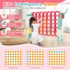 COSTWAY Jumbo 4-to-Score Giant Game Set for Kids & Adults, 2.5Ft Indoor Outdoor Game with Basketball Hoop, Ring Game, 42 Jumbo Rings, Quick-Release Slider, Perfect for Birth & Holiday Party (Aqua Red) view 3