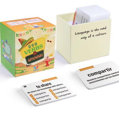 250 Spanish English Bilingual Verbs Verbos Conjugation with Sentence Examples Presente Indicativo Skill Drill Educational Flash Cards Learning Resource (4" X 2.8") Double-Sided 250 Cards