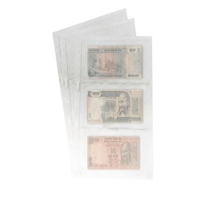 PCCB MINGT 10Pcs Standard 9-Hole Transparent Single-Sided Album Inner Sheets Card Stamp Banknote Collection Album Inserts Pages For Coin Collecting And Supplies (3 Pockets)