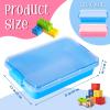 Beeveer 2 Pcs Sensory Bins Sand Tray with Lid, 15in Stackable Leak-Proof Plastic Sensory Tray for Sand & Water Play, Portable Bin for Kids 3 4 5 6, Easy Clean, Indoor Outdoor(Pink, Blue) view 2