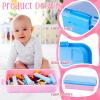 Beeveer 2 Pcs Sensory Bins Sand Tray with Lid, 15in Stackable Leak-Proof Plastic Sensory Tray for Sand & Water Play, Portable Bin for Kids 3 4 5 6, Easy Clean, Indoor Outdoor(Pink, Blue) view 3