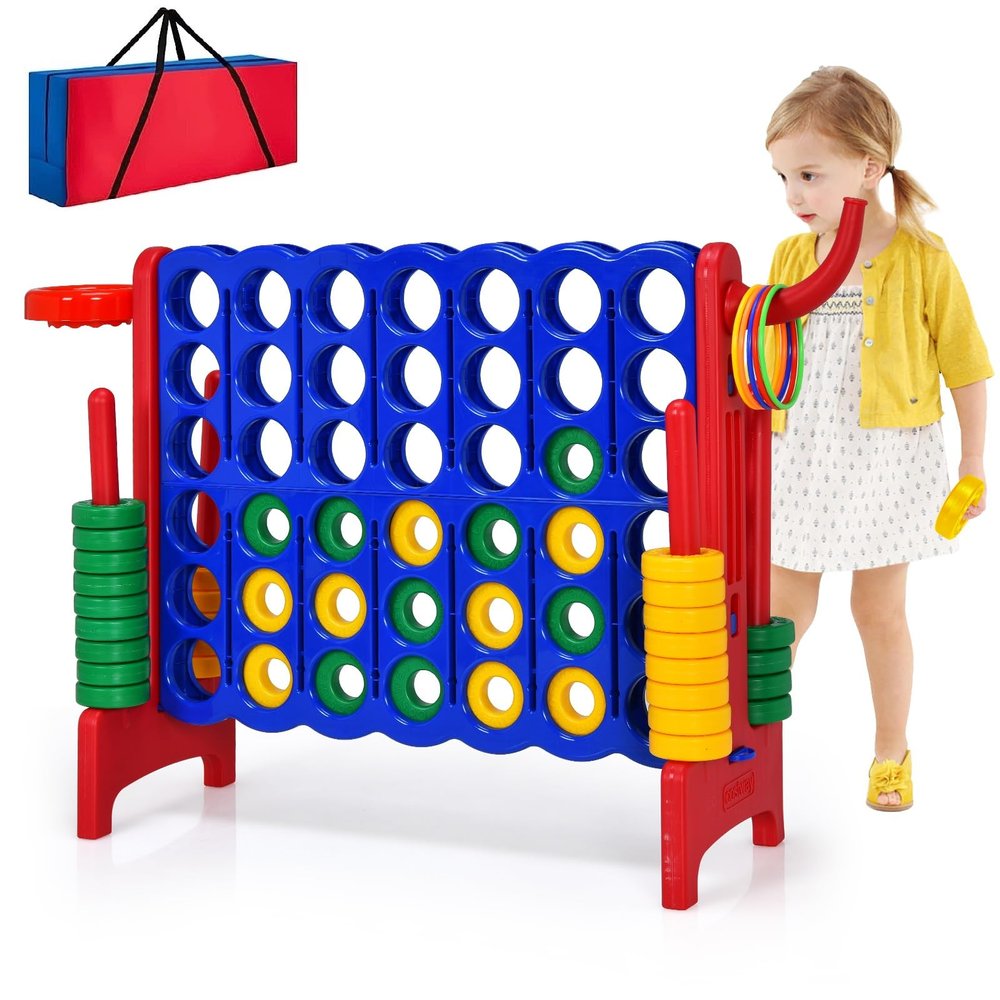 AKUSTIK Giant Connect Game Outdoor, 4 in a Row Jumbo 4 to Score Connect Game for Kids Adults Family Party Yard Lawn, Large Connect Game with Quick Release Slider 42 Jumbo Rings