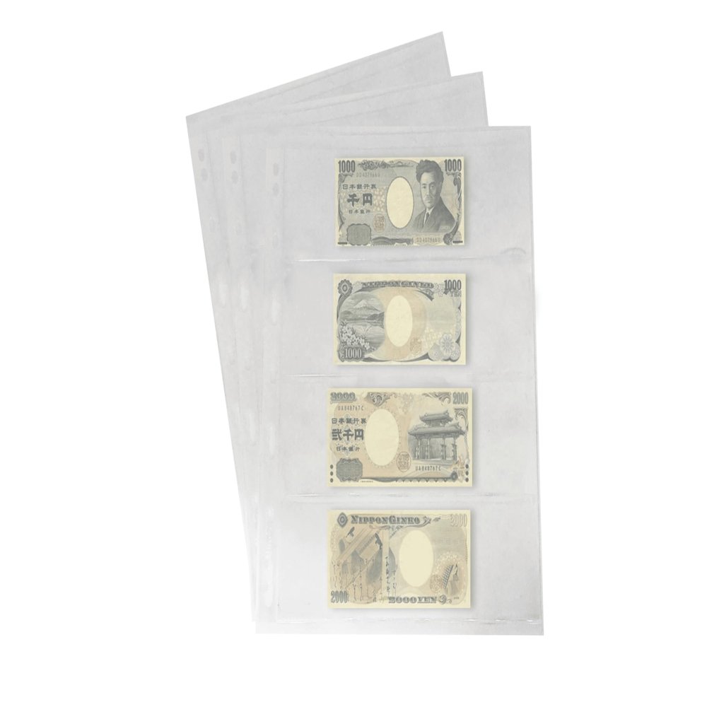 PCCB MINGT 10Pcs Standard 9-Hole Transparent Single-Sided Album Inner Sheets Card Stamp Banknote Collection Album Inserts Pages For Coin Collecting And Supplies (4 Pockets)